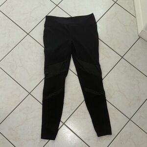 Black Leggings with leather looking Panels